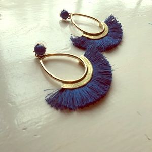Royal blue/ gold statement earrings